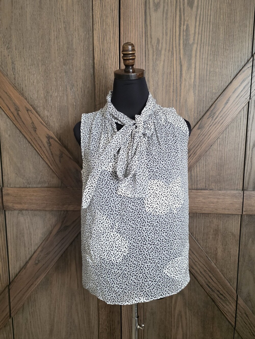 Rebecca Taylor Floral Sleeveless Tie-Neck Blouse